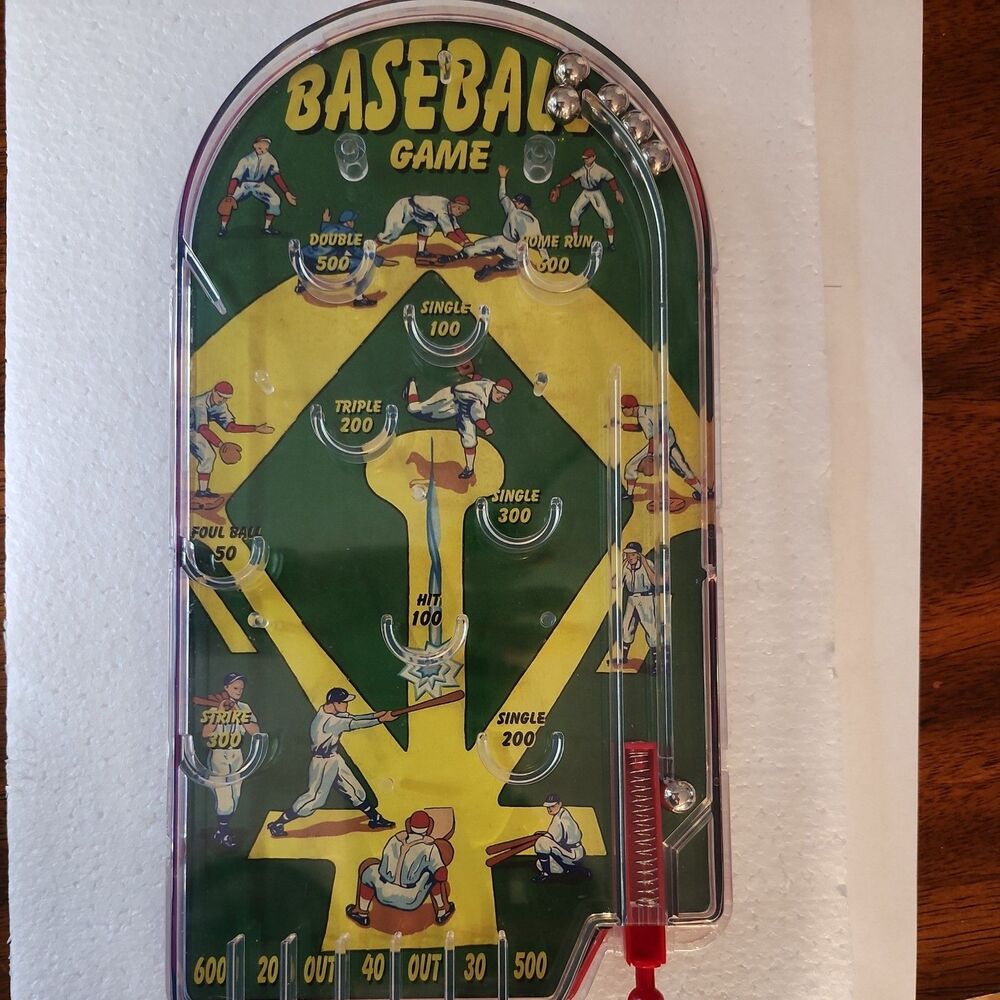Schylling Pinball Home Run Baseball Game 2006 Handheld Pin Ball Toy Vintage
